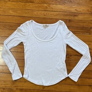 Madewell Off white pointelle long sleeve scoopneck top small